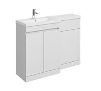 Balterley 1100mm Floor Standing Compact Unit with Left Hand Polymarble Basin - White