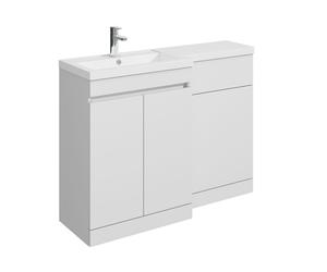 Balterley 1100mm Floor Standing Compact Unit with Left Hand Polymarble Basin - White