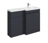 Balterley 1100mm Floor Standing Compact Unit with Right Hand Polymarble Basin - Dark Grey