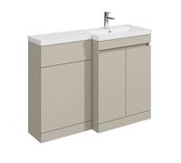 Balterley 1100mm Floor Standing Compact Unit with Right Hand Polymarble Basin - Pebble Grey