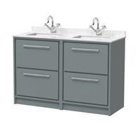 Balterley 1200mm Framed Design Floor Standing 4 Drawer Vanity With Marble Worktop Basin - Coastal Grey