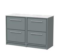 Balterley 1200mm Framed Design Floor Standing 4 Drawer Vanity With Marble Worktop - Coastal Grey