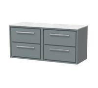 Balterley 1200mm Framed Design Wall Hung 4 Drawer Vanity With Marble Worktop - Coastal Grey
