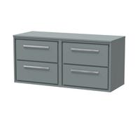Balterley 1200mm Framed Design Wall Hung 4 Drawer Vanity With Worktop - Coastal Grey