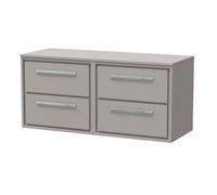 Balterley 1200mm Framed Design Wall Hung 4 Drawer Vanity With Worktop - Pebble Grey