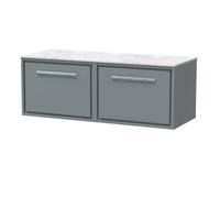 Balterley 1200mm Framed Design Wall Hung Single Drawer Vanity With Marble Worktop - Coastal Grey