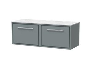 Balterley 1200mm Framed Design Wall Hung Single Drawer Vanity With Marble Worktop - Coastal Grey
