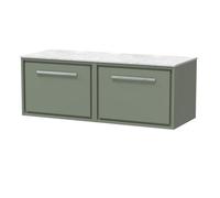 Balterley 1200mm Framed Design Wall Hung Single Drawer Vanity With Marble Worktop - Fern Green