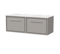 Balterley 1200mm Framed Design Wall Hung Single Drawer Vanity With Marble Worktop - Pebble Grey
