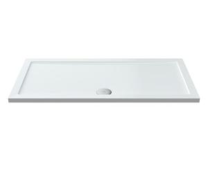 Balterley 1400 x 700 mm Rectangular Shower Tray, Slimline Shower Trays, Durable Stone Resin Base Trays for Bathroom Enclosure Cubicle, Central Waste Rectangular Tray for Wetroom Showers (White)