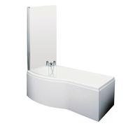 Balterley 1500 mm Left Hand B Shape Shower Bath with Screen & Front Panel White Balterley White