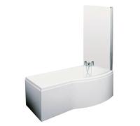 Balterley 1500 mm Right Hand B Shape Shower Bath with Screen & Front Panel White Balterley White