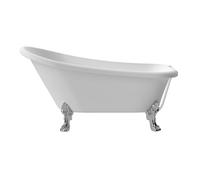 Balterley 1500 x 720mm Oval Shower Bath, Double Ended Gloss White Soaking Shower Bath, Acrylic Baths for Bathrooms, Round End, Adjustable Leg Set, Freestanding Bathtub (White)