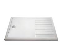 Balterley 1600 x 800 Rectangular Shower Tray with Raised Anti-Slip Lines, Slimline Shower Trays, Durable Stone Resin Base Trays for Bathroom Enclosure, Lightweight Tray for Wetroom Showers (White)