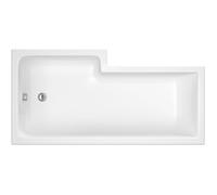 Balterley 1600 x 850mm L Shape Shower Bath with Legs & Overflow, Single Ended Gloss White Soaking Shower Bath, Acrylic Baths for Bathrooms, Right Hand Square with Wider End, Adjustable Leg Set (White)