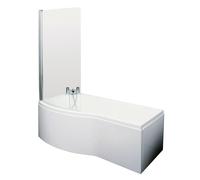 Balterley 1700 mm Left Hand B Shape Shower Bath with Screen & Front Panel White Balterley White