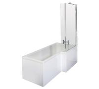 Balterley L Shape Right Hand Shower Bath Bundle - Includes Tub, Screen With Fixed Return & Front Panel - 1700mm
