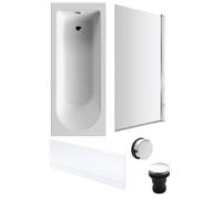 Round Single Ended 1700x700 Bath Set - Front Bath Panel & Chrome Screen & Chrome Waste