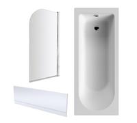 Single Ended Round Bath, Panel and Bath Screen Chrome 1700 x 700mm Balterley Silver One Size