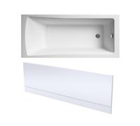 Balterley 1700 x 700mm Square Shower Bath with Leg Set, Front Bath Panel, Straight Single Ended Gloss White Soaking Bathtubs, Acrylic Baths for Bathrooms, Rectangular Soaking Bathtub
