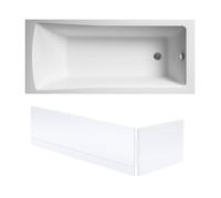 Balterley 1700 x 700mm Square Shower Bath with Leg Set & Front & End Bath Panels, Straight Single Ended Gloss White Soaking Bathtubs, Acrylic Baths, Rectangular Soaking Bathtub