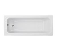 Balterley 1700 x 700mm Traditional Square Shower Bath with Legs, Straight Single Ended Straight Gloss White Soaking Shower Bath, Acrylic Baths for Bathrooms, Adjustable Leg Set (White)