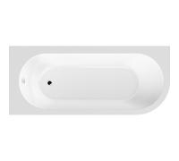 Balterley 1700 x 725mm J Shape Shower Bath with Legs & Overflow, Single Ended Left Hand Back to Wall Gloss White Soaking Shower Bath, Acrylic Baths for Bathrooms, Adjustable Leg Set (White)