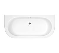 Balterley 1700 x 750mm Oval Shower Bath with Legs & Panels, Back to Wall Double Ended Back to Wall Gloss White Soaking Shower Bath, Acrylic Baths, Adjustable Leg Set, Freestanding Bathtub (White)