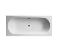 Balterley 1700 x 750mm Round Shower Bath, Straight Double Ended Gloss White Soaking Shower Bath, Acrylic Baths for Bathrooms, Round End, Adjustable Leg Set, Soaking Bathtub (White)