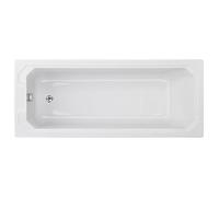 Balterley 1700 x 750mm Traditional Square Shower Bath with Legs, Straight Single Ended Straight Gloss White Soaking Shower Bath, Acrylic Baths for Bathrooms, Adjustable Leg Set (White)