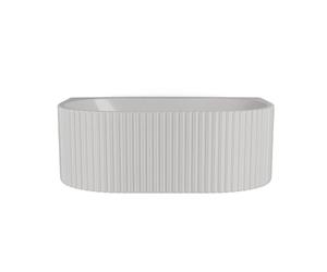 Balterley 1700 x 780mm Oval Shower Bath with Legs, Waste & Overflow, Back to Wall Double Ended Back to Wall Gloss White Soaking Shower Bath, Fluted Front Acrylic Baths, Adjustable Leg Set (White)