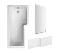 Balterley L Shape 1700x850 Bath with Panel & Chrome Square Hinge Screen RH in White Balterley White