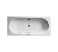 Balterley 1800 x 800mm Round Whirlpool Shower Bath with 12 Chrome Jets, Straight Double Ended Gloss White Soaking Shower Bath, Acrylic Baths for Bathrooms, Round End, Adjustable Leg Set (White)