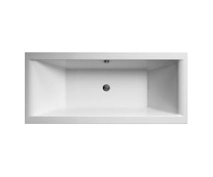 Balterley 1800 x 800mm Square Shower Bath with Legs, Straight Double Ended Gloss White Soaking Shower Bath, Acrylic Baths for Bathrooms, Straight Square, Adjustable Leg Set, Soaking Bathtub (White)