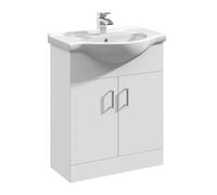 2 Door Bathroom Vanity Basin Unit with Round Basin Gloss White 650mm Balterley White One Size