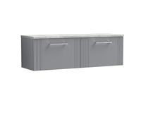Balterley 2 Drawer Wall Hung Vanity Unit Grey Laminate Worktop, Grey 1200mm Balterley Grey
