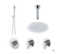 Balterley 2 Outlet Chrome Thermostatic Double Shower Bundle With Heads & Handsets