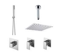Empire 2 Outlet Concealed Valves Shower Bundle With Handset, Ceiling Mount Arm & Head - Chrome - Balterley