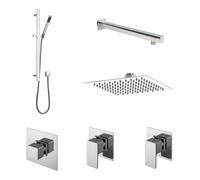 Empire 2 Outlet Concealed Valves Shower Bundle With Slide Rail Kit, Wall Mount Arm & Head - Chrome - Balterley