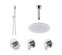 Pride 2 Outlet Concealed Valves Shower Bundle With Handset, Ceiling Mount Arm & Head - Chrome - Balterley