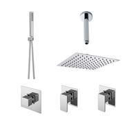 Empire 2 Outlet Concealed Valves Shower Bundle With Handset, Ceiling Mount Arm & Head - Chrome - Balterley