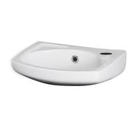 Balterley 350mm Bathroom Sink, Wall Hung Ceramic Round Bowl Bathroom Wash Basin Sink with Overflow, 1 Tap Hole, Wall Mounted Basin Sinks for Bathrooms and Cloakroom - 350 x 280 x 140mm (White)