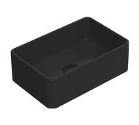 Balterley 360mm Countertop Vessel Bathroom Sink, Ceramic Rectangular Bowl Bathroom Wash Basin Sink, No Tap Hole, Countertop Basin Sinks for Bathrooms and Cloakroom - 365 x 235 x 120mm (Matt Black)