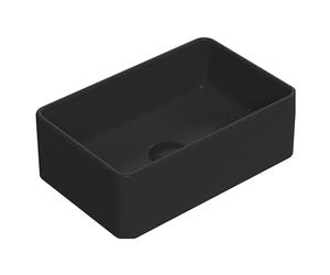 Balterley 360mm Countertop Vessel Bathroom Sink, Ceramic Rectangular Bowl Bathroom Wash Basin Sink, No Tap Hole, Countertop Basin Sinks for Bathrooms and Cloakroom - 365 x 235 x 120mm (Matt Black)