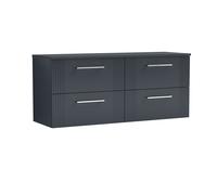 Balterley 4 Drawer Wall Hung Vanity Unit Colour Match Worktop, 1200mm in Grey Balterley Grey
