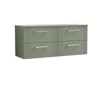 Balterley 4 Drawer Wall Hung Vanity Unit Colour Match Worktop, Green 600mm Balterley Green