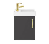 Balterley 400 1 Door Wh Unit, Basin & Brass Handle