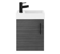 Balterley Wall Hung Vanity Basin 400mm Anthracite & Matt Black Handle in Grey Balterley Grey