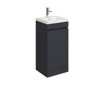Balterley 400mm Floor Standing 1 Door Compact Unit with Polymarble Basin - Dark Grey
