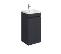 Balterley 400mm Floor Standing 1 Door Compact Unit With Polymarble Basin - Dark Grey